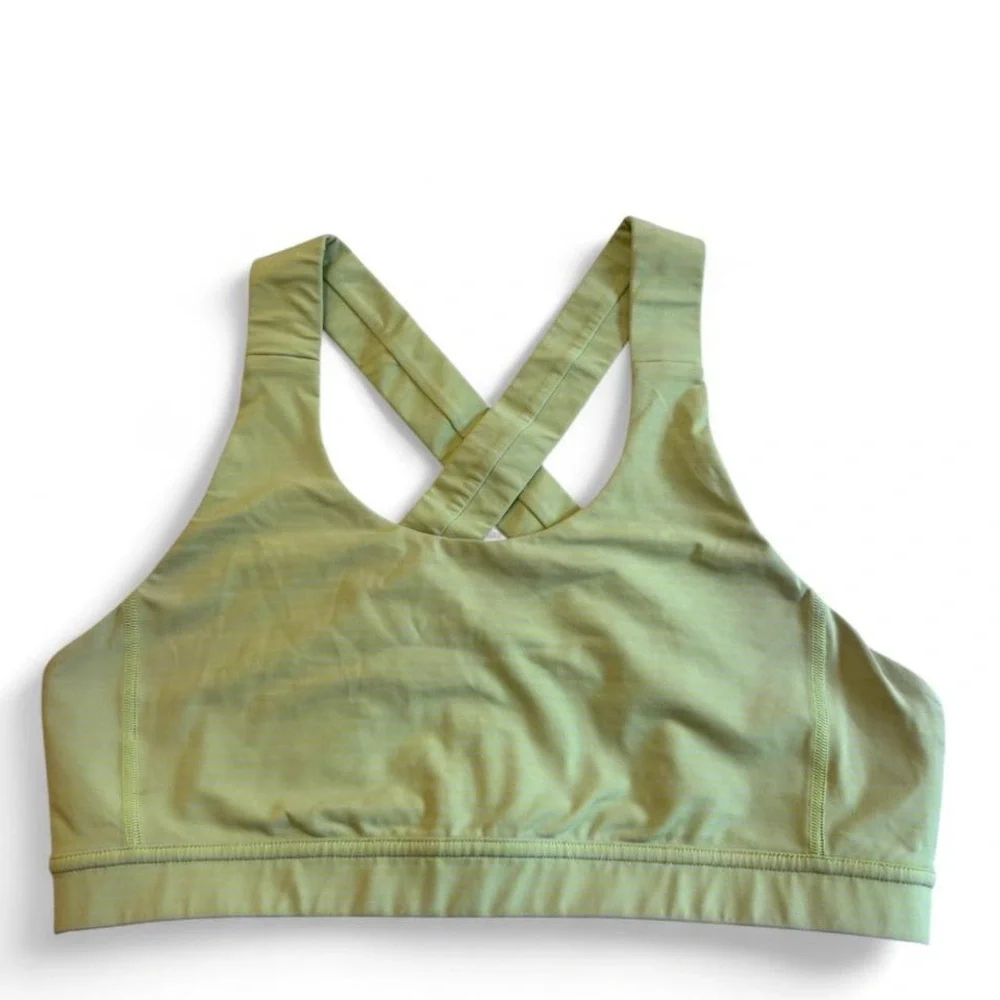 ✅ Lululemon All Sport Bra Adjustable Hyper Stripe Mint Zest Medium Support